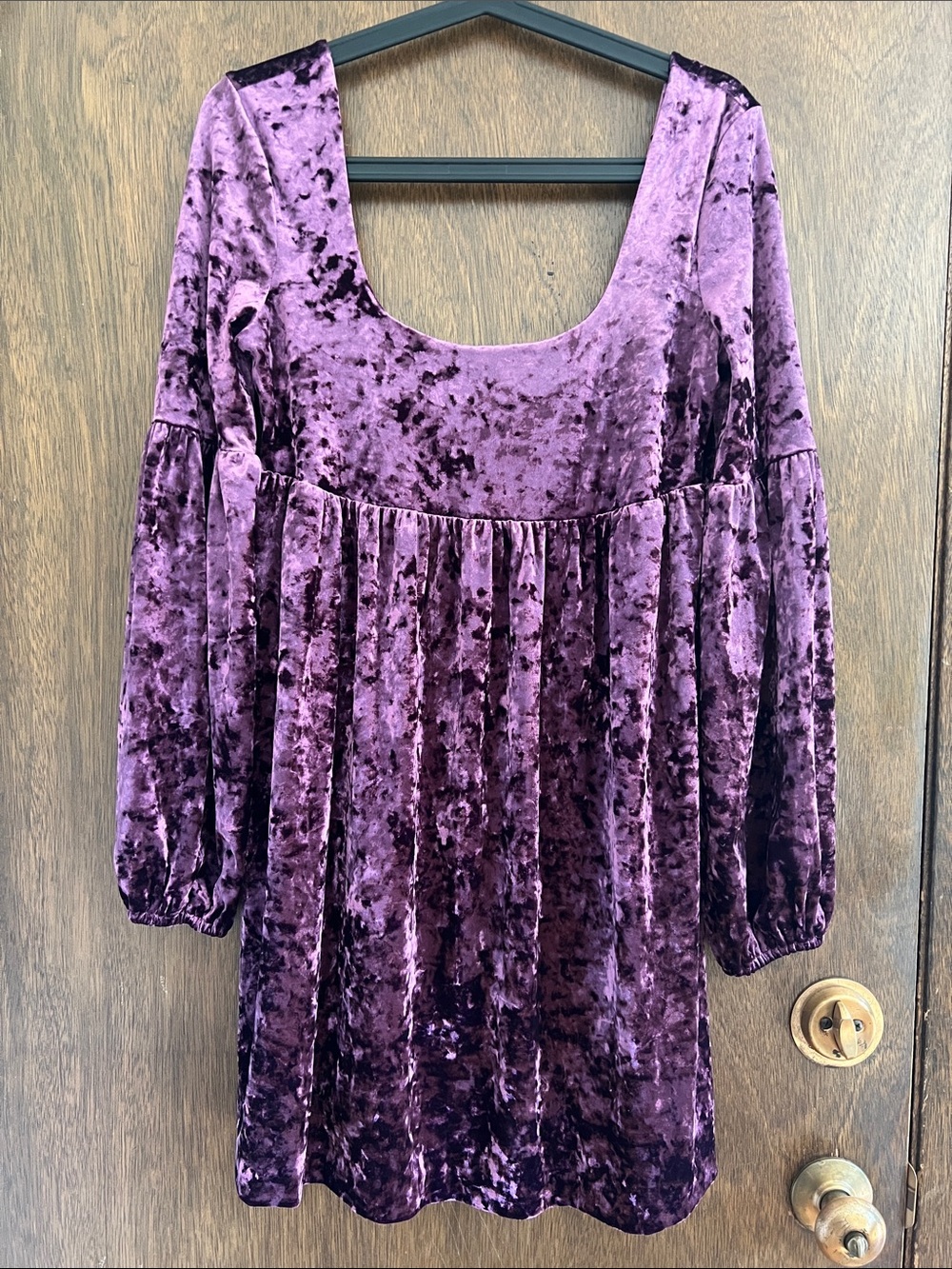 Vintage free people purple crushed velvet babydoll dress Small
